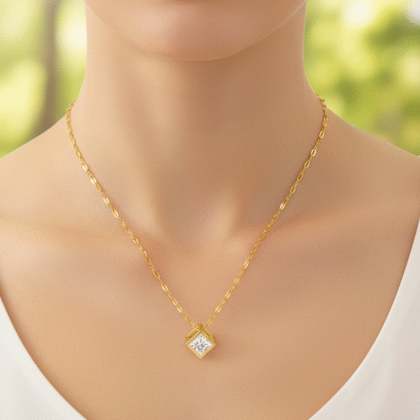 Radiant Square Solitaire Necklace