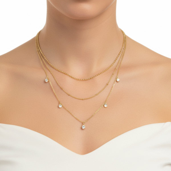 Crystal Dewdrop Layering Necklace