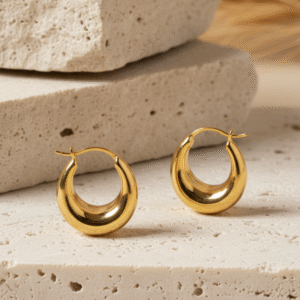 Chunky Gold Dome Hoop Earrings