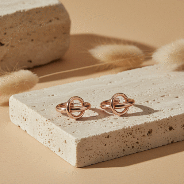 Rose Gold Orbital Circle Stud Earrings