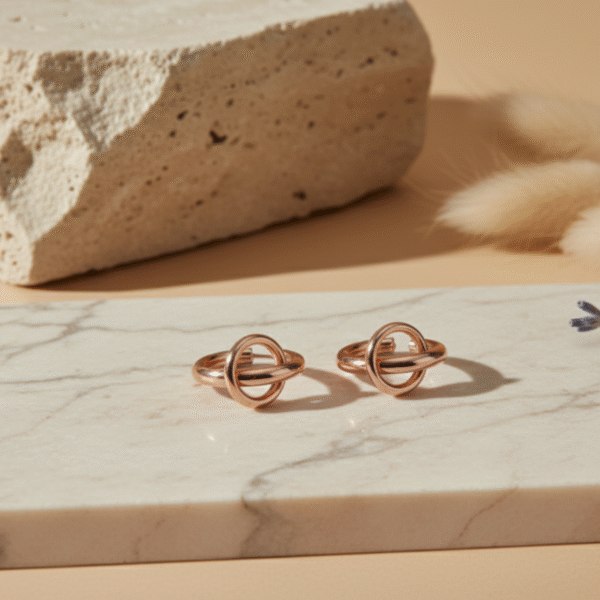 Rose Gold Orbital Intersect Stud Earrings