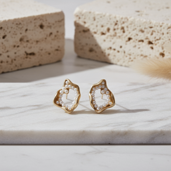 Organic Micro-Pearl Frame Studs