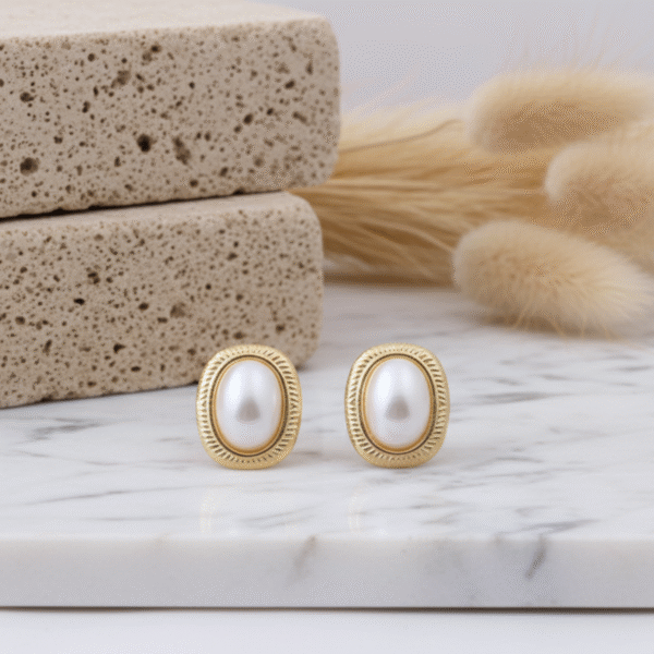 Regal Oval Pearl Frame Studs
