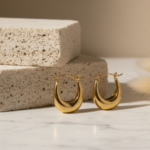 Chunky Sculptural Half-Moon Hoops