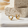 Sculptural Dome Gold Huggie Hoops