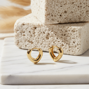 Sculptural Dome Gold Huggie Hoops