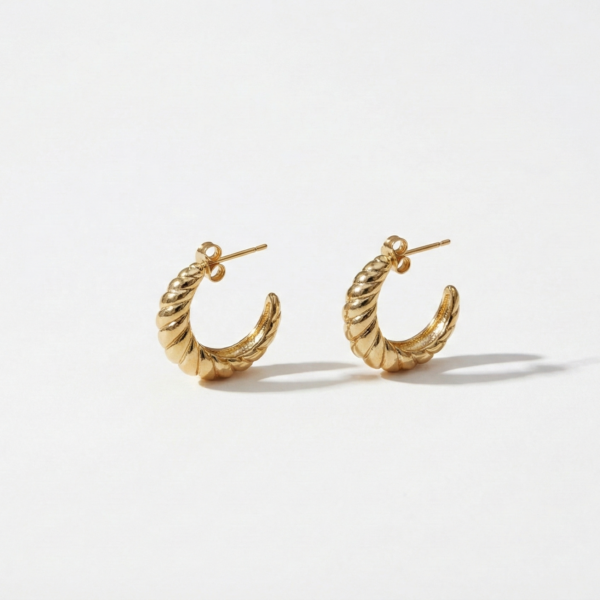 Chunky Croissant Twisted Hoop Studs
