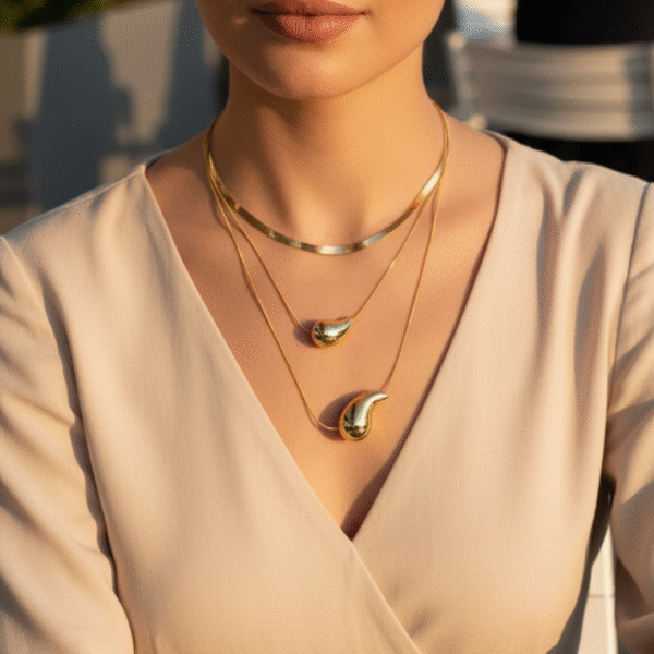 Modern Liquid Drop Pendant Necklace by Yugmani