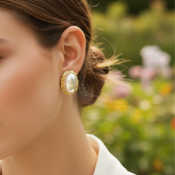 Classic Pearl-Glow Stud Earrings by Yugmani