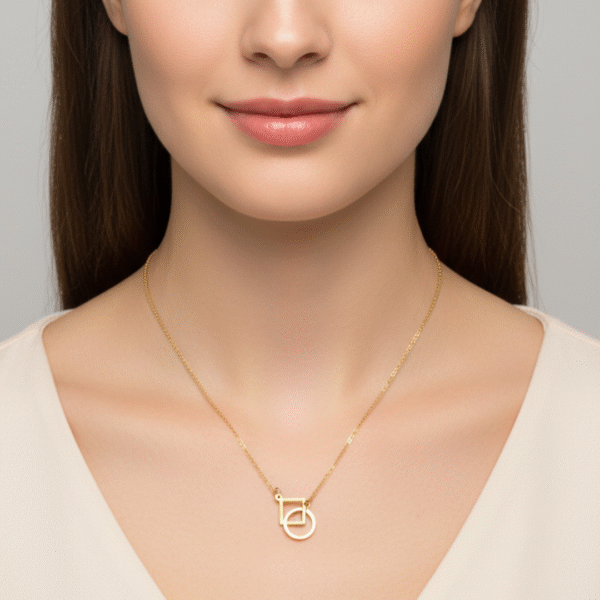 Modern Geometric Link Pendant Necklace by Yugmani