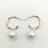 Elegant Pearl Drop Hoop Earrings by Yugmani