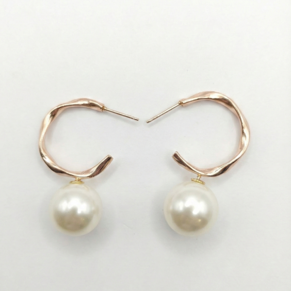 Elegant Pearl Drop Hoop Earrings by Yugmani