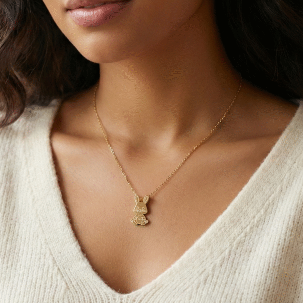 The Whimsical Golden Bunny Pendant Necklace