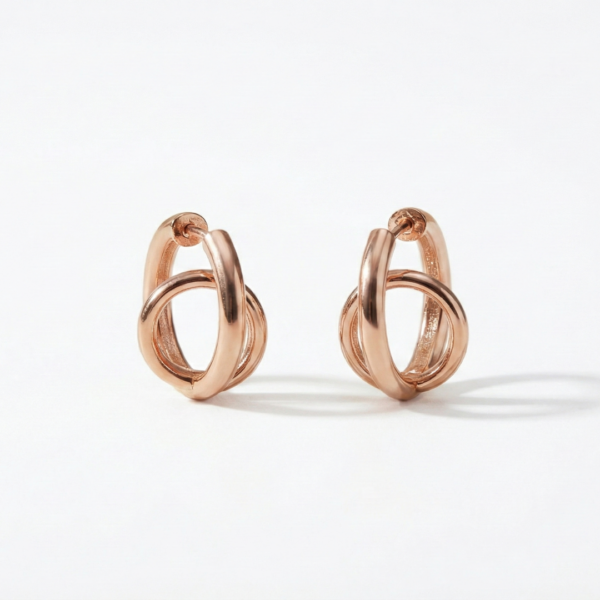 Rose Gold Intertwined Modern Huggie Hoops