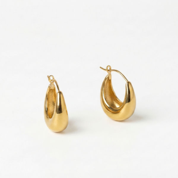 Chunky Gold Dome Hoop Earrings