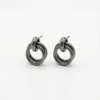 Gunmetal Double-Ring Statement Studs