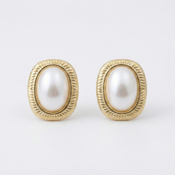 Classic Pearl-Glow Stud Earrings by Yugmani