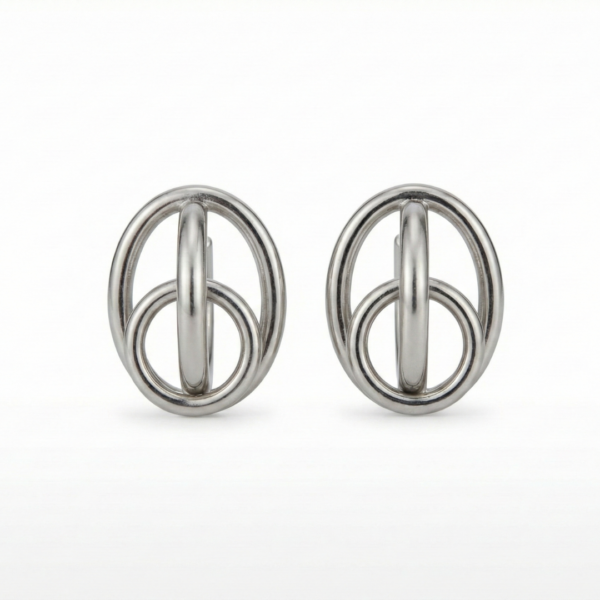 Modern Double-Circle Hoop Studs