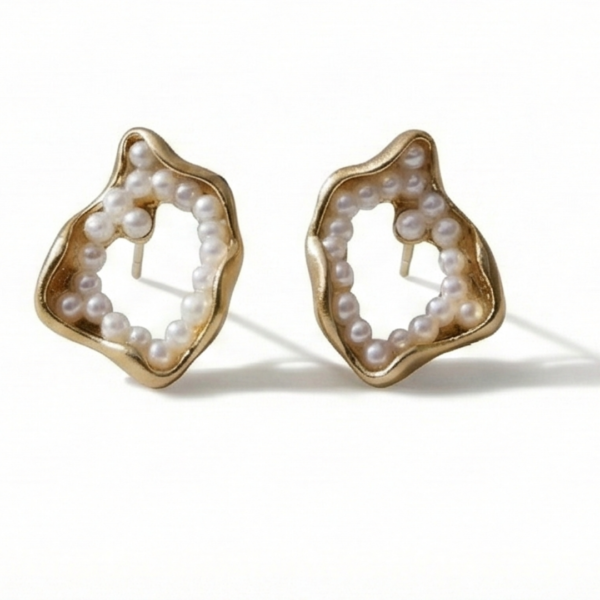 Organic Micro-Pearl Frame Studs