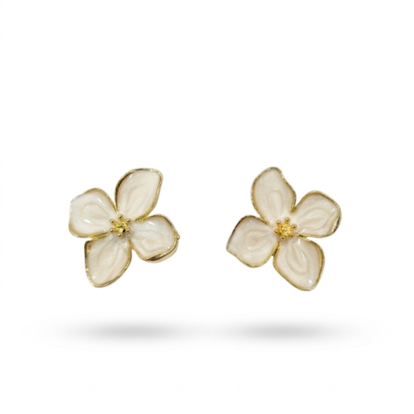 Pearlescent Jasmine Blossom Stud Earrings