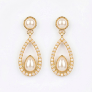 Regal Pearl Open Teardrop Earrings