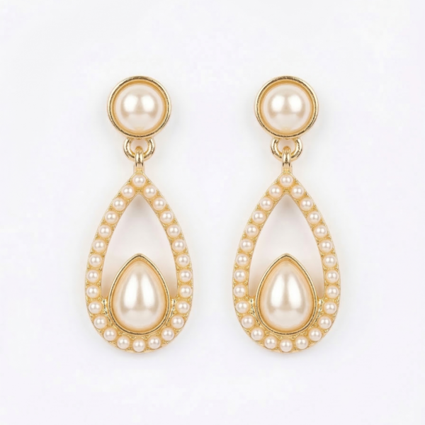 Regal Pearl Open Teardrop Earrings