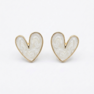 Pearlescent Marbled Heart Stud Earrings