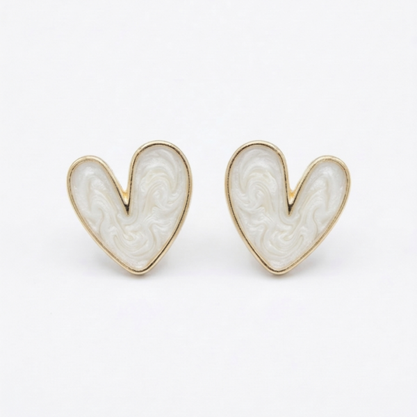 Pearlescent Marbled Heart Stud Earrings