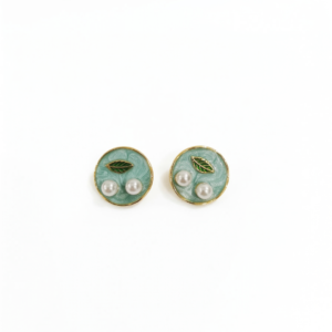 Mint Garden Pearl & Enamel Studs