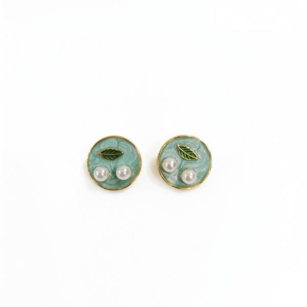 Mint Garden Pearl & Enamel Studs