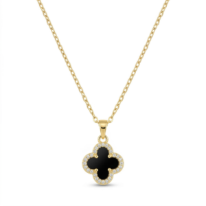 32 Midnight Clover Pavé Halo Necklace