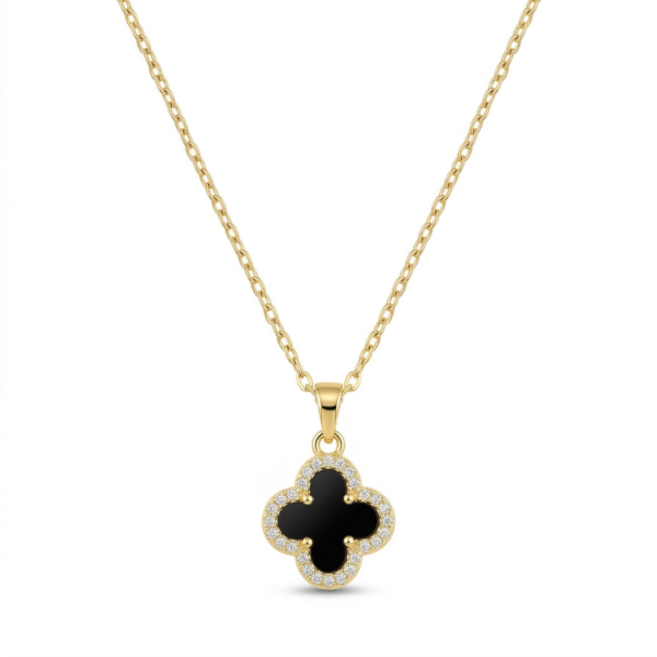 32 Midnight Clover Pavé Halo Necklace