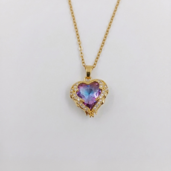 4 Radiant Amethyst Gradient Heart Pendant
