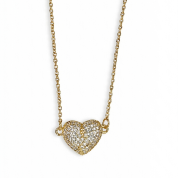 47 Radiant Pavé Heart Link Necklace