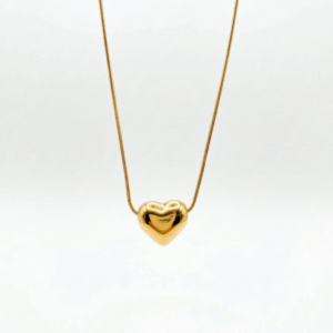 YUGMANI Golden Serenity Puffed Heart Necklace