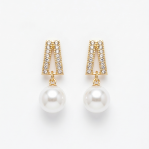 Geometric Crystal & Pearl Drop Earrings