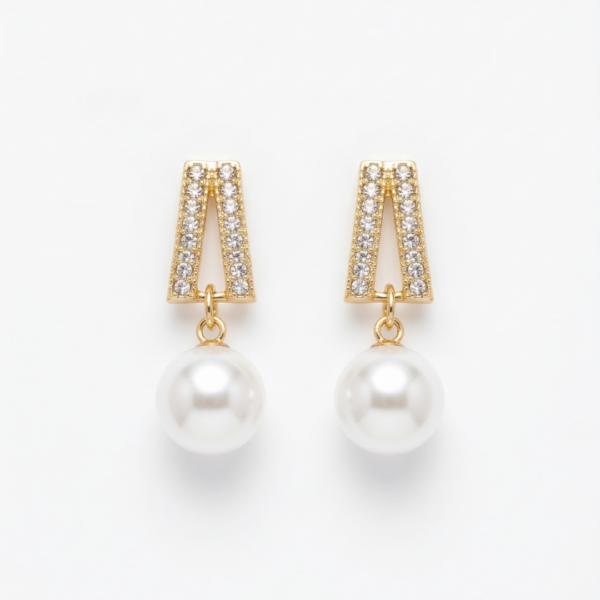 Geometric Crystal & Pearl Drop Earrings