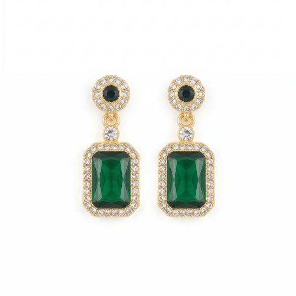 Emerald Radiance Halo Drop Earrings