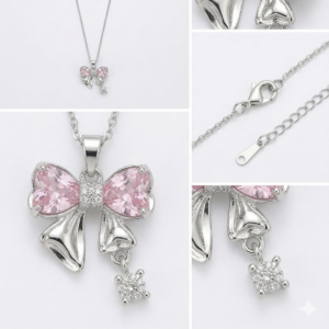 Pink Coquette Ribbon Bow Necklace
