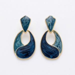 Oceanic Swirl Abstract Enamel Drop Earrings