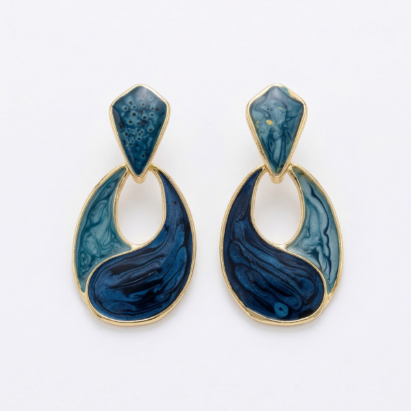Oceanic Swirl Abstract Enamel Drop Earrings
