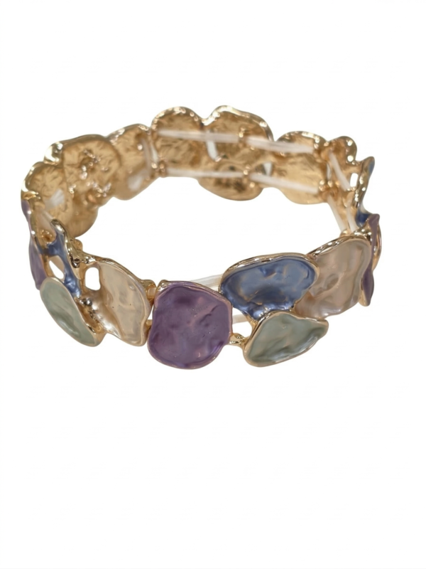 Pastel Enamel Abstract Gold Stretch Bracelet