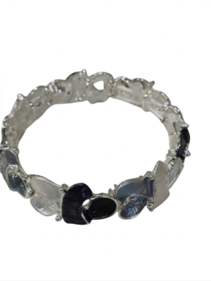 Sculpted Heart Monochrome Silver Stretch Bracelet