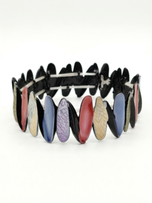 Multi-Tone Abstract Leaf Enamel Stretch Bracelet