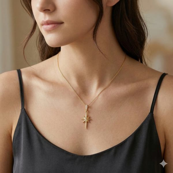 YUGMANI Golden Radiance Starburst Necklace