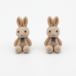 Whimsical Flocked Bunny Rabbit Stud Earrings